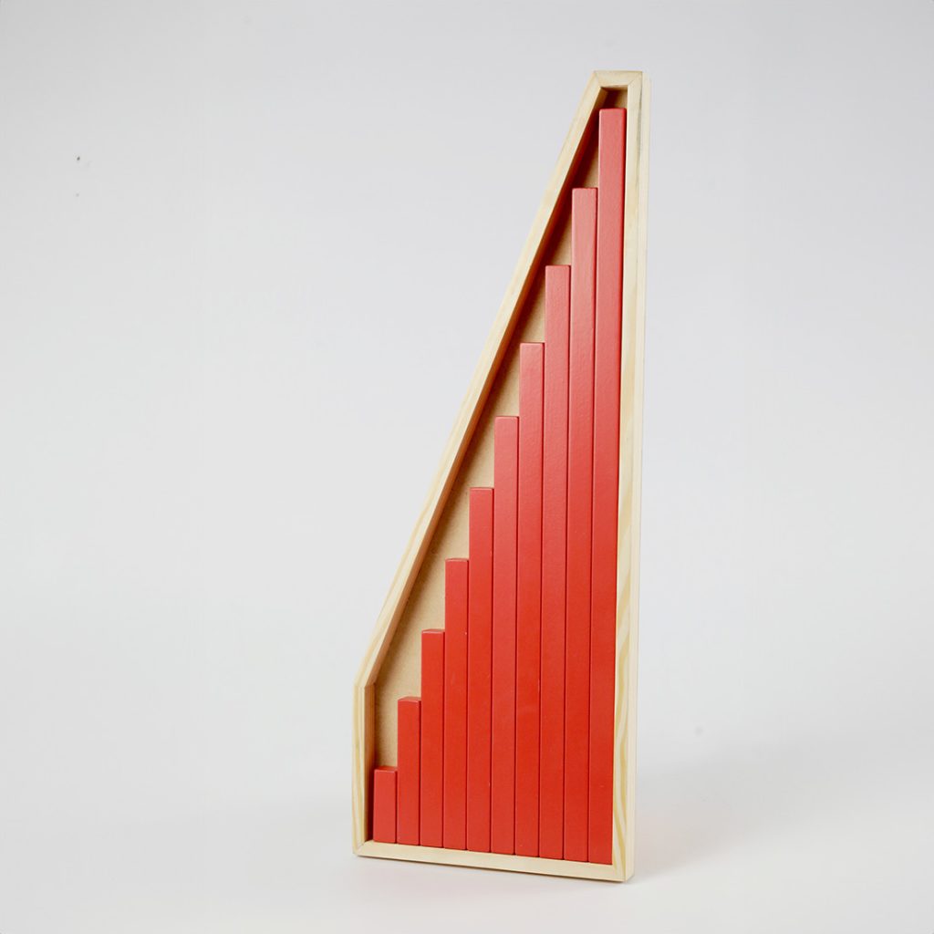 montessori red rods set with wooden box