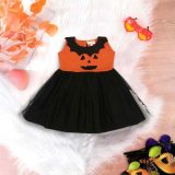 Halloween Orange And Black Baby Frock