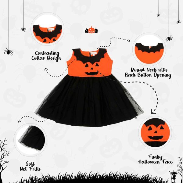 Halloween Orange And Black Baby Frock