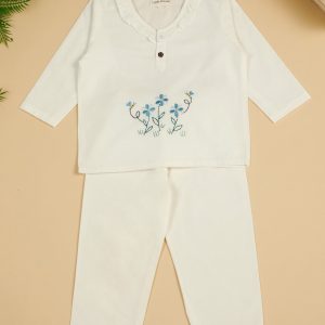 White Flower Baby Night Suit