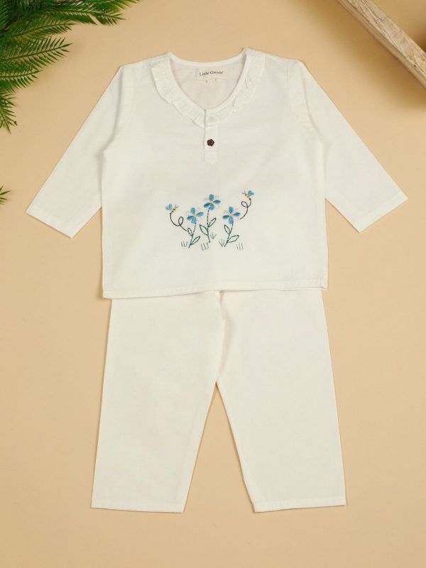 White Flower Baby Night Suit