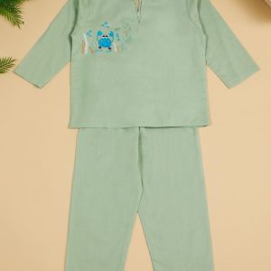 Green Unisex Crab Baby Night Suit