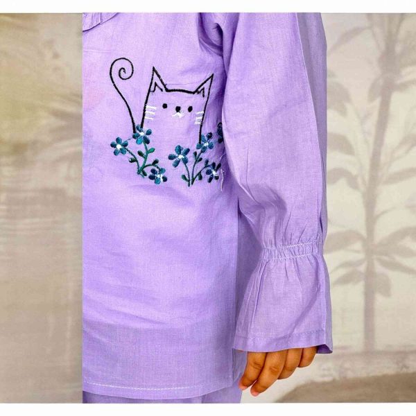 Purple Cat Baby Night Suit