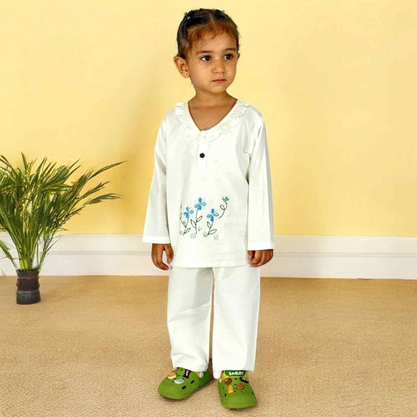 White Flower Baby Night Suit