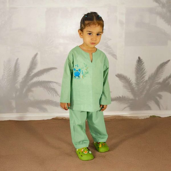 Green Unisex Crab Baby Night Suit