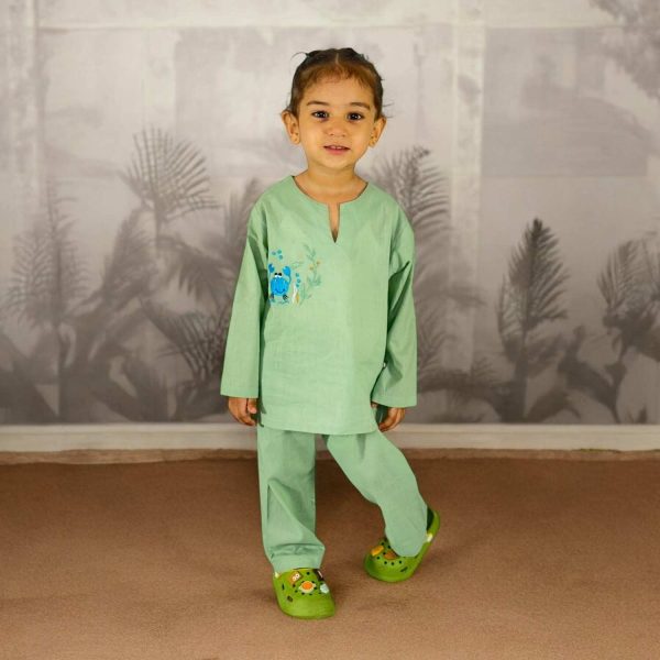 Green Unisex Crab Baby Night Suit