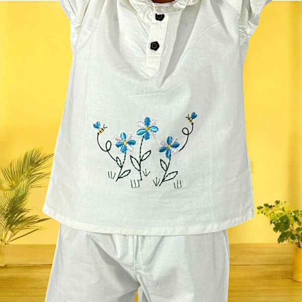 White Flower Baby Night Suit