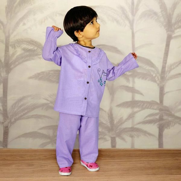 Purple Cat Baby Night Suit