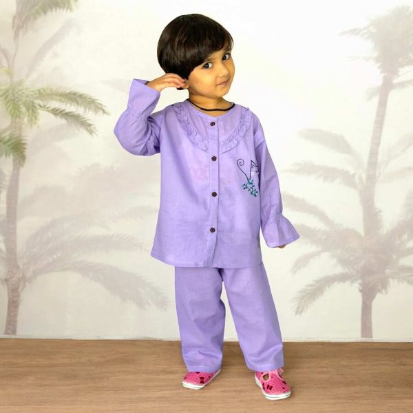 Purple Cat Baby Night Suit