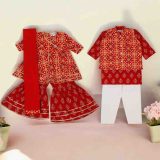 Red Bandhani Sibling Set