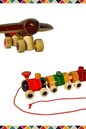 Wooden Toys Train & Airplane For kids - Set of 2