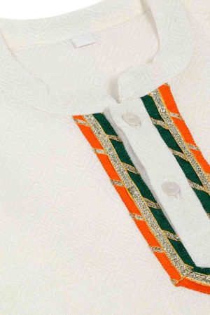 Tricolour White Kurta Pajama
