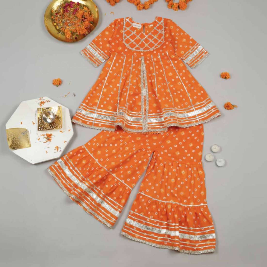 Orange Sharara Set