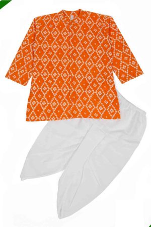 Boys orange Bandhani dhoti Kurta