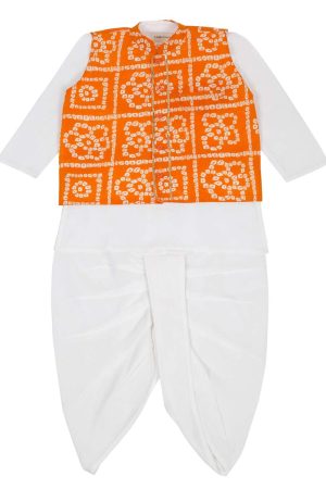 Dhoti Kurta With Bandhani Jacket