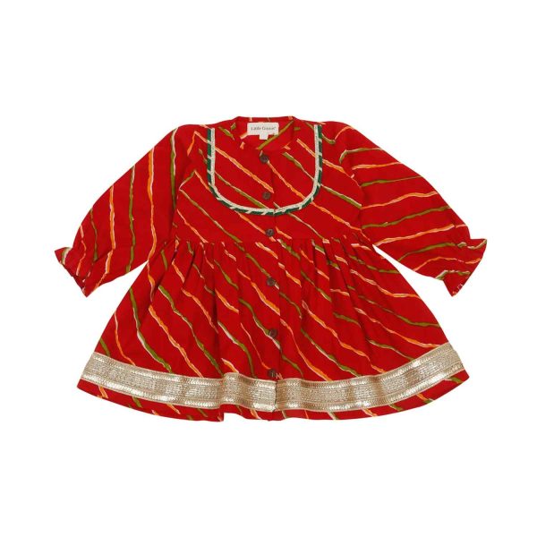 Red and Yellow Lehriya Co Ord Set