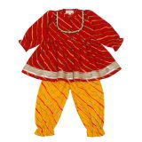 Red and Yellow Lehriya Co Ord Set