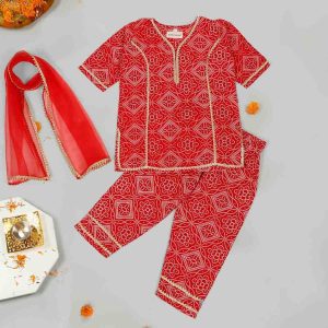 Red Bandhani Sharara Set