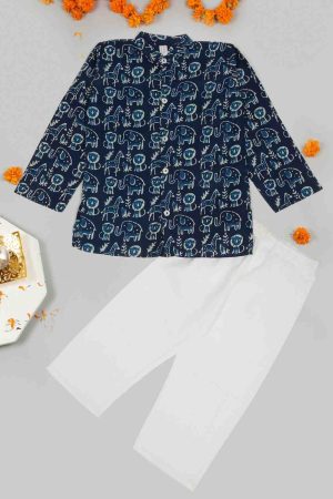 Indigo Jungle Print Kurta Pajama