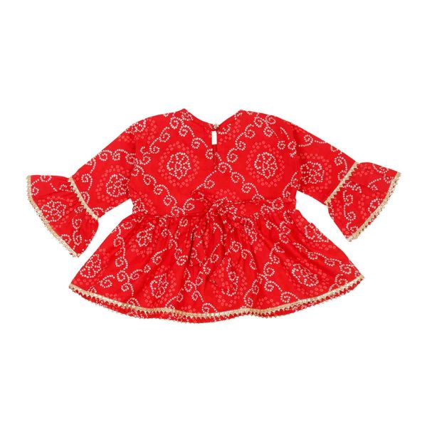 Red Bandhani Peplum Sharara Suit