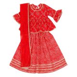 Red Bandhani Peplum Sharara Suit