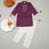Purple Bandhani Print Kurta Pajama