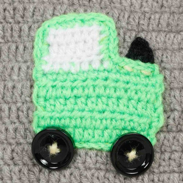 Grey Woollen Cap With Car Embroidery