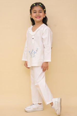 White Flower Baby Night Suit