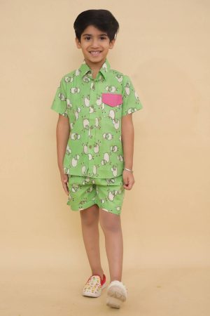 Green Sheep Shirt & Short Set