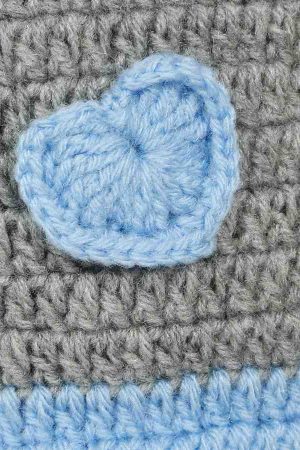 Grey Woollen Cap with Blue Heart