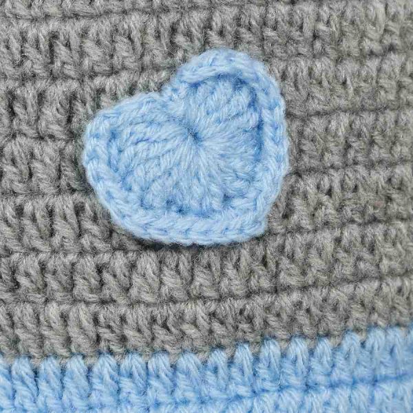 Grey Woollen Cap with Blue Heart