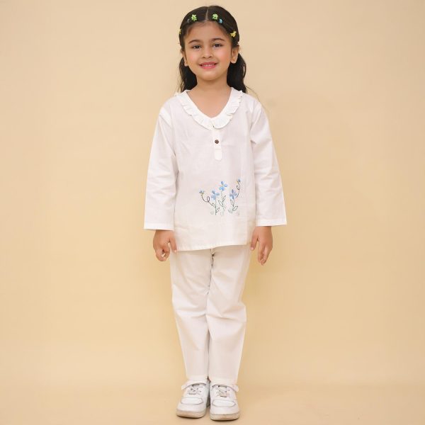 White Flower Baby Night Suit