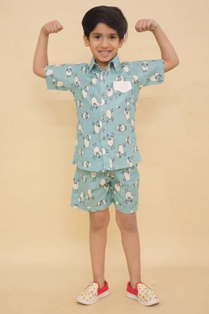 Blue Sheep Shirt & Short Set