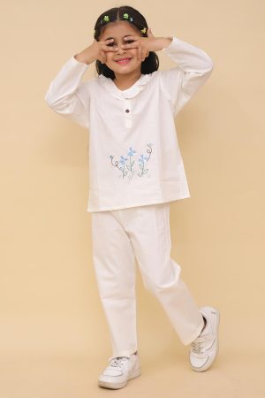 White Flower Baby Night Suit