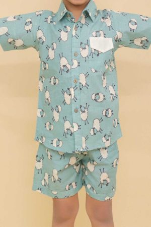 Blue Sheep Shirt & Short Set