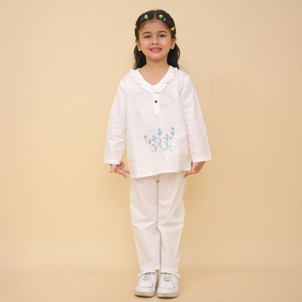 White Flower Baby Night Suit