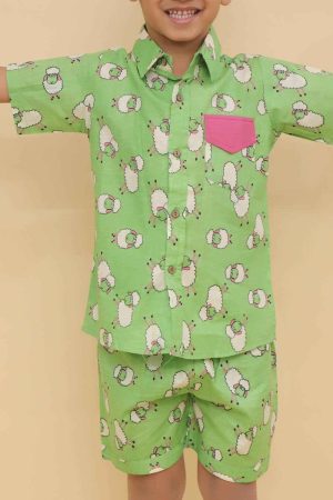Green Sheep Shirt & Short Set
