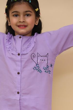 Purple Cat Baby Night Suit