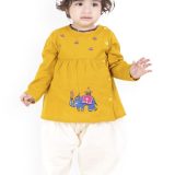 Mustard White Embroidered Dhoti Kurta