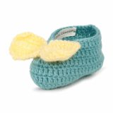 Blue Woollen Booties With White Bow