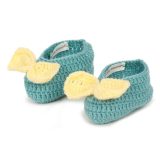 Blue Woollen Booties With White Bow