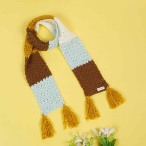 Brown Blue Woollen Muffler for Kids