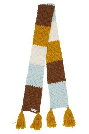 Brown Blue Woollen Muffler for Kids