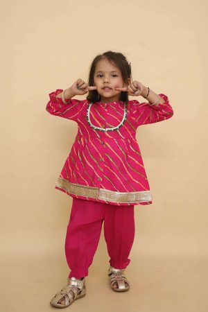 Pink Lehriya Co Ord Set