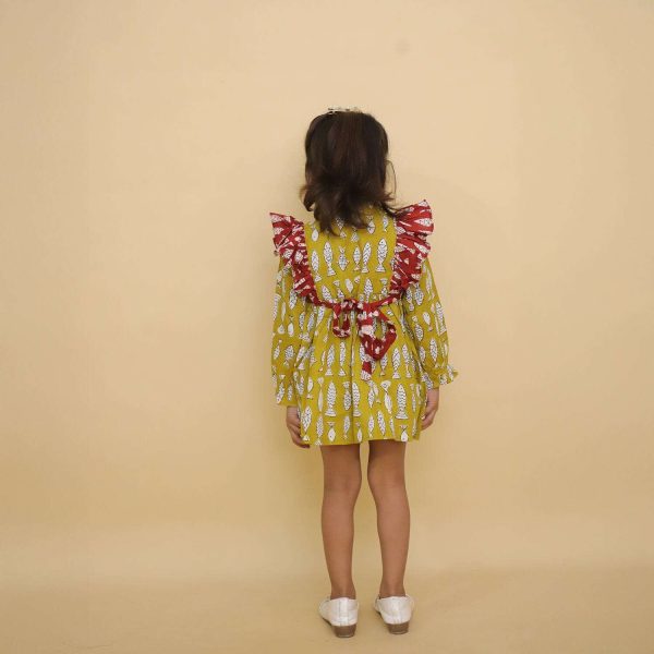 Yellow Fish Frock With Red Frill