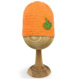 White Orange Mushroom Woollen Cap