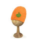 White Orange Mushroom Woollen Cap