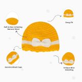 Yellow Woollen Cap With White Bow