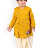 Angrakha Kurta Dhoti - mustard white