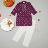 Purple Bandhani Kurta Pajama